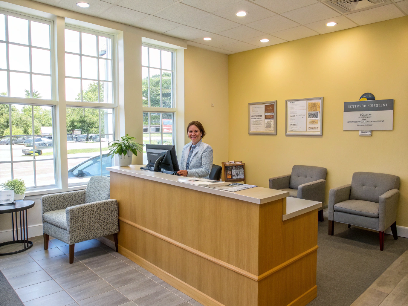Professional office environment focused on client data safety