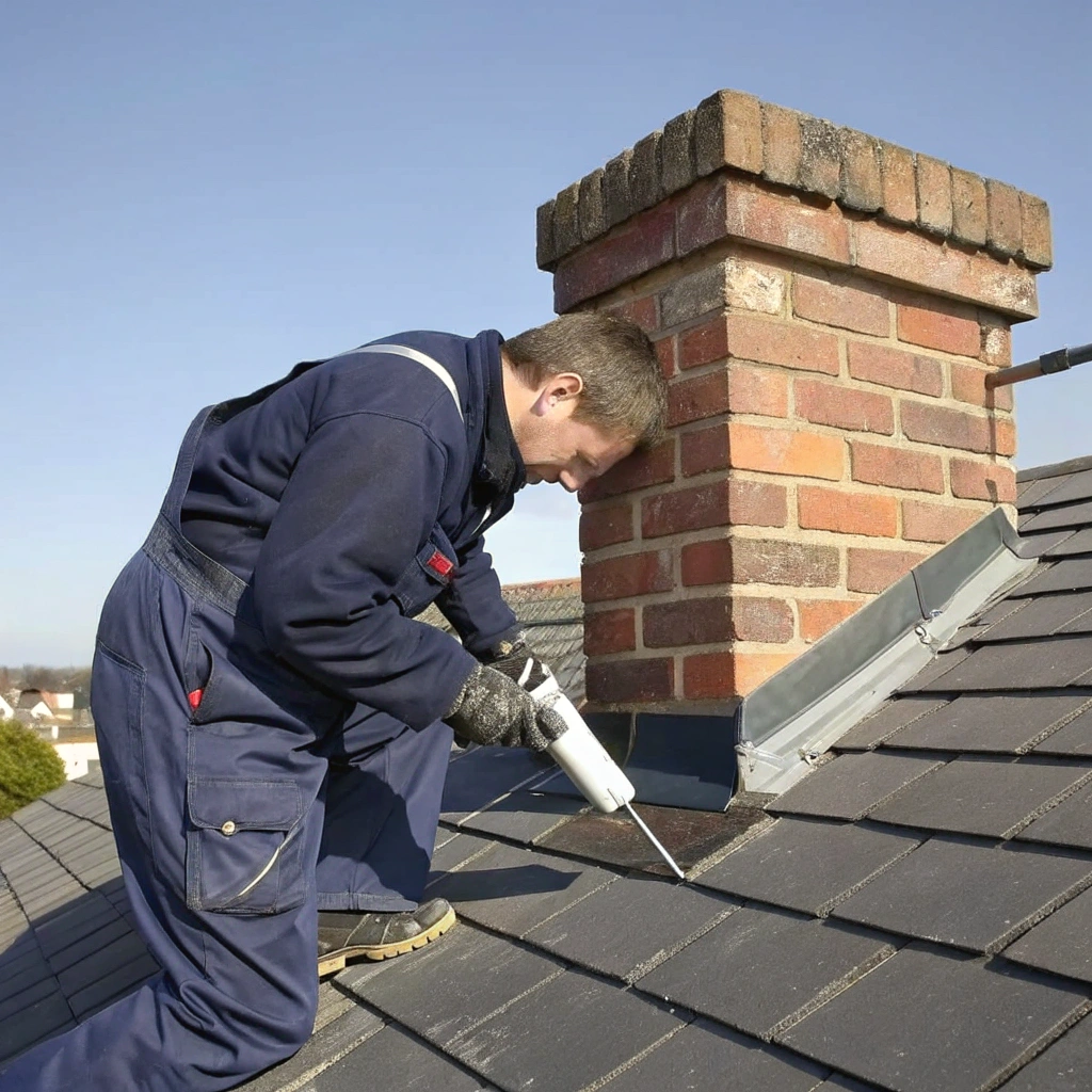 Chimney flashing repair and sealing work