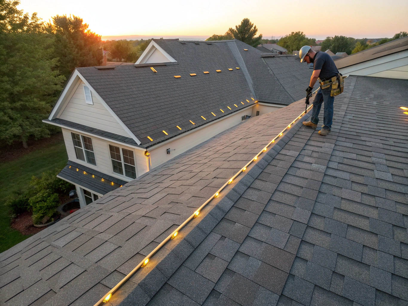 Asphalt shingle roof installation with proper ventilation