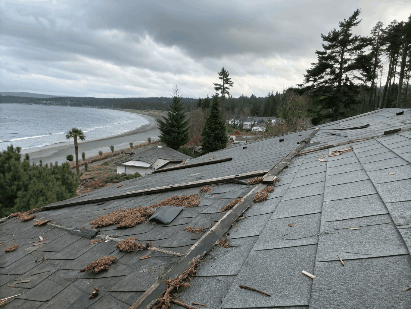 Impact-resistant shingle roof on a coastal home